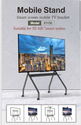 Buy Adjustable Height TV Floor Stand Black Tv Stand With Wheels With 220Lbs Weight Capacity online manufacture