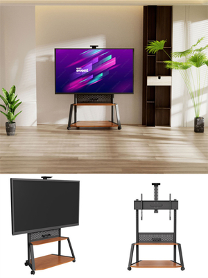 Buy VESA 600 X 1000mm Flat TV Floor Stand Mobile Television Stand With Locking Caster Wheels online manufacture