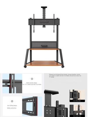 Buy 49 - 110Inch Mobile TV Cart Flat Panel Screens TV Floor Standing Monitor Stand With Wheels Holds Up To 150kg online manufacture