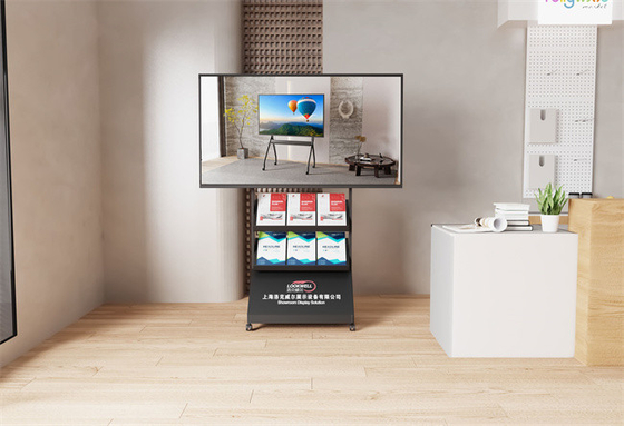 Buy AD750 Black Television Floor Stand TV Floor Stand 75 Inch Adjustable Height With Locking Casters, online manufacture