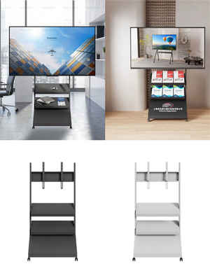 Buy Black Rolling TV Stand 132Lbs With Documents Shelf Rolling Tv Shelf With Wheels VESA 400x600mm online manufacture