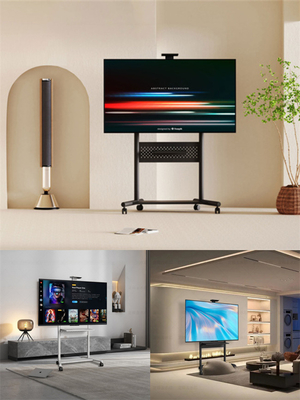 Buy 600x800mm Tall Floor Tv Stand TV Mobile Cart With Integrated Shelf For 65 - 86 Inch Tvs online manufacture