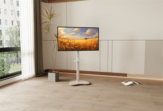 Buy Modern White Mobile Floor TV Stand On Wheels 43 - 65Inch Modern Floor Tv Stand online manufacture