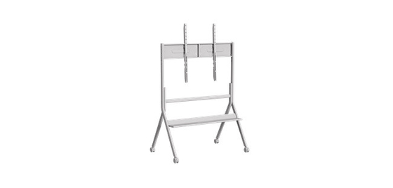 White Mobile TV Stand Large Size  Meeting TV Cart Heavy Duty For 65 - 110 Inch