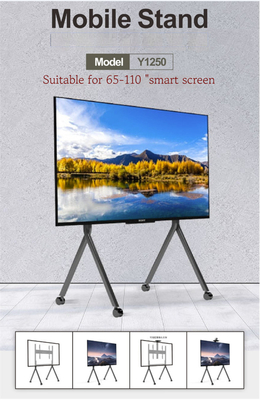 LED LCD OLED Mobile TV Stand With Tilt Rolling TV Cart With Media Shelf And Wheels