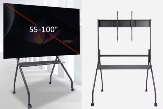 55 - 100Inches Studio Floor Tv Wheels Stand With Four Legged Floor Stand Mount For Tv 220Lbs Capacity