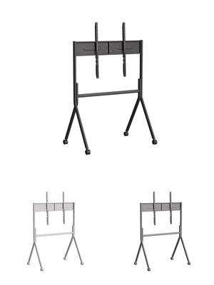 Adjustable Cold Rolled Steel Portable Tv Stand Tv Display Cart Floor Swivels 145 Lbs