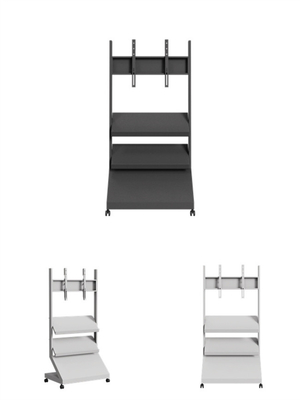 132lbs Rolling TV Cart With Shelf Height Adjustable Trolley Rolling Flat Screen Tv Stand VESA 600x400mm