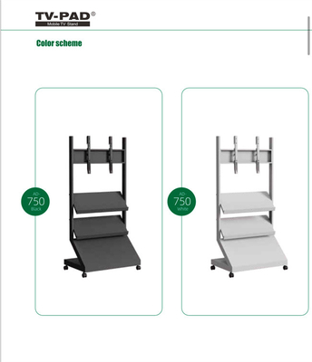Two Shelf Adjustable Mobile TV Cart Up To132Lbs VESA Rollable Tv Stand 400x600mm