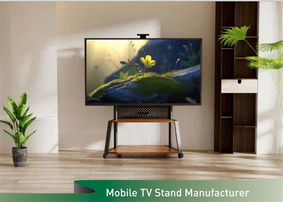 Office Mobile TV Cart 330Lbs Outdoor Tv Cart With 2 Shelves Caster Wheels
