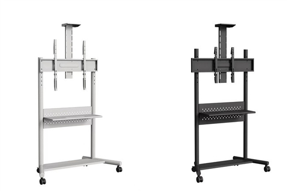 Floor Mount Monitor Stand With Shelf For 65-86 Inch Heavy Duty 198Lbs