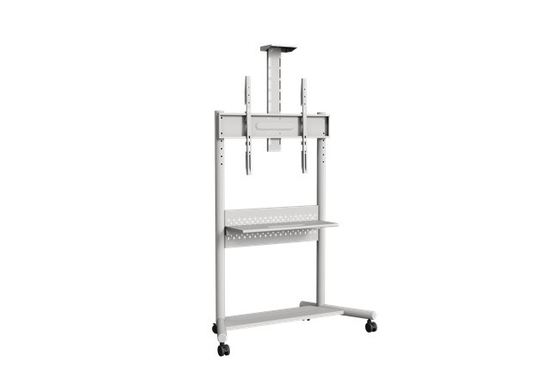 White Morden Rolling Cart Tv Adjustable Height TV Mobile Cart For 65 - 86 Inch